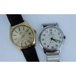 A Smiths Astral gold plated automatic gents watch, together with a steel cased example by Services.