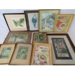 A quantity of assorted vintage watercolours and prints various sizes,