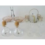 A quantity of assorted glassware including a pair of Dartington oil and vinegar jugs with cork