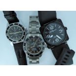 A Sicura divers vintage mechanical watch and 2 other gents watches.