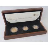 A 22ct gold three coin proof 2010 Sovereign set comprising Double Sovereign,