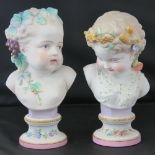 Two Parianware busts each standing approx 25cm high, being Autumn and Summer.