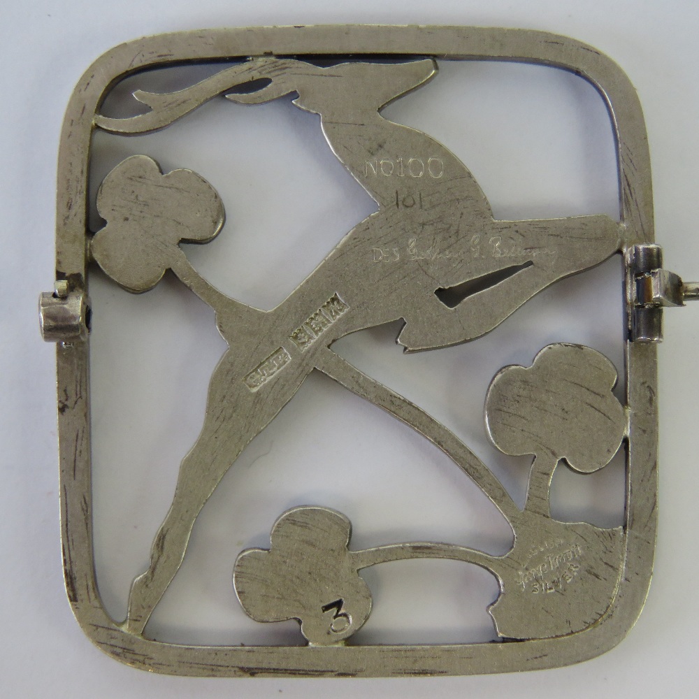 A George Tarratt HM silver brooch designed by Geoffrey Bellamy and depicting a leaping gazelle - Image 2 of 3