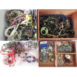 A large quantity of costume jewellery including rings, necklaces, brooches, earrings etc.