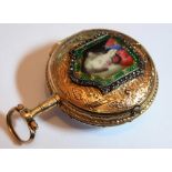 A late 18th century gold cased French key wound verge pocket watch by Lepine,