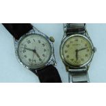 A Rodana 1940s gents watch with sub seconds, together with a military style centre seconds example.