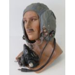 RAF Pilot's Flying Helmet c1960; A standard-Issue G-Type helmet stores ref: 22C/1730 size 2,