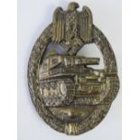 A WWII German 'Bronze' Panzer Assault badge, marked 'R.S.'.