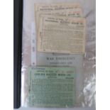 A quantity of assorted WWII ephemera including; ration cards, Red Cross certificate, ration books,