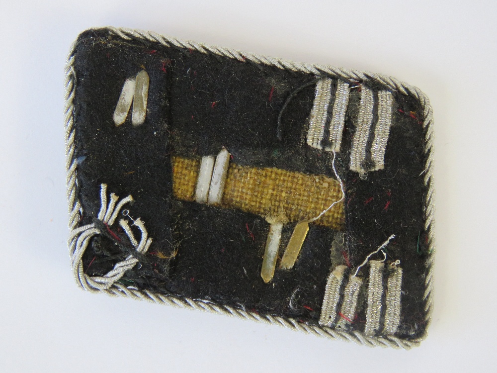 A WWII German Officers collar patch with silver thread embroidery. - Image 2 of 2