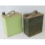 Two vintage petrol cans marked for the War Department with broad arrow upon,