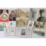 Nine WWII German postcards and four WWII German death cards. Thirteen items.