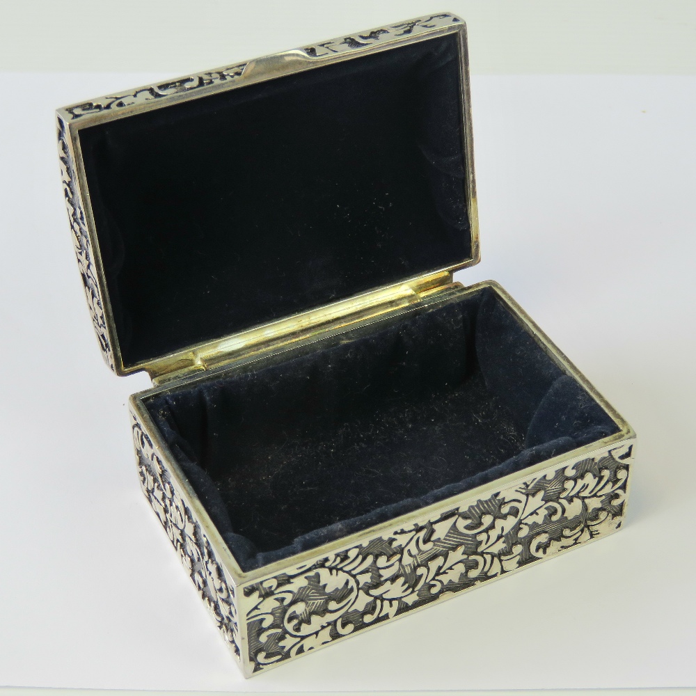 A white metal jewellery box, lid lifting - Image 2 of 2