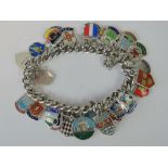 A silver charm bracelet with hallmarked