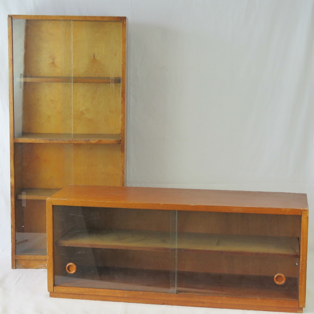 Two c1960's glass fronted library bookca