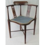 An Edwardian mahogany framed corner chai