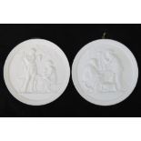 A pair of mid 19th Century bisque relief plaques by Copenhagen. Marked Eneret to reverse. 5.