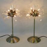 A pair of contemporary table lamps with prismatic lustres, each standing approx 40cm high.