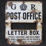 An early 20th century enamelled tin plate GR (George Rex) Post Office letter box sign with central