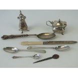 A quantity of HM silver items including;