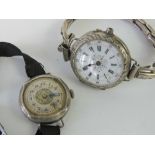 An Art Deco ladies silver wristwatch having movement stamped EW Swiss made,