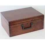 A smart late 19th century mahogany lidded attaché box with brass swing handle,