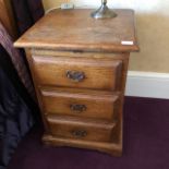 A pair of fine quality contemporary 'Royal Oak' three drawer bedside cabinets, 46cm wide.