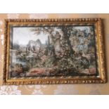A large glazed contemporary tapestry of Classical Continental influence,