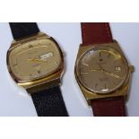 A Gents 1970's gold plated Bulova quartz wristwatch,