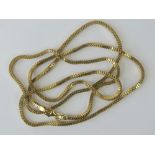 An 18ct gold long box link chain, stamped 750, measuring 83cm in length and weighing 22.6g.