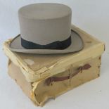 A good Dunn & Co felt morning top hat, size 7 1/4, within original cardboard box (box a/f).