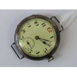 A HM silver wristwatch, London import hallmark for 1914, Swiss movement,