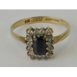 A 9ct gold sapphire ring,