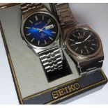 A 1980s Seiko quartz alarm watch, steel case ref.