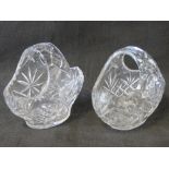 A good pair of cut glass table bonbon baskets, each standing 15cm high.