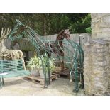 A blacksmith made wrought iron full size equine garden statue 'Warhorse' by Andy Kaye,