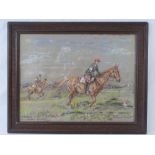 A framed and glazed original pastel depicting Stevenston Point to Point races, 1925.