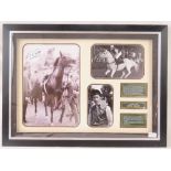 A contemporary framed photographic montage regarding and signed upper left by Lester Piggott