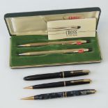 A Cross rolled gold pen and pencil set within original box with paperwork,