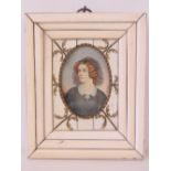 A delightful late 19th century miniature on ivory portrait of Lola Montez signed middle right