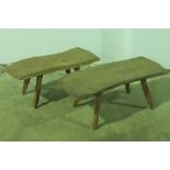 A pair of mid 20th century elm top country made coffee tables, each approx. 88cm in length.