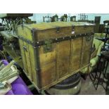 A good reproduction dome top travelling type trunk with brass studwork throughout,