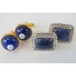 A pair of lapis lazuli cufflinks stamped 925,