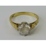 An 18ct gold solitaire ring, round cut cz stone approx 1.75ct, hallmarked 750, size L, 3.6g.