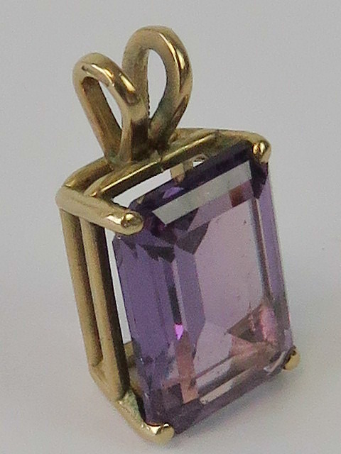 A 9ct gold and alexandrite pendant, large emerald cut alexandrite, over 5ct,