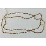 A 9ct gold necklace having alternating elongated flattened curb links with sections of flattened