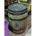 A fine decorative interior full size coopered liqueur barrel, 88cm high.