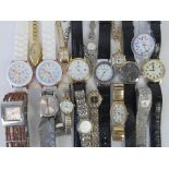 A quantity of assorted watches including a stainless steel marcasite set Ingersoll ladies cocktail