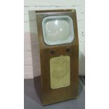 A vintage walnut veneer Pye television c1950s, No690149, 76cm high, 33cm wide, screen 8 1/2" A/F.