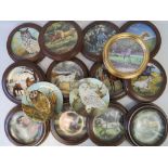 Four Spode equestrian picture plates and other similar plates and three with owl subjects,